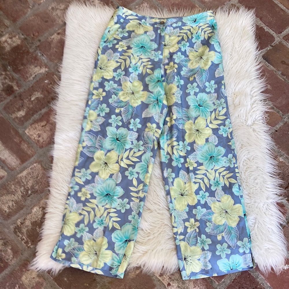Tommy Bahama 100% Silk Tropical Print Pants Size 2